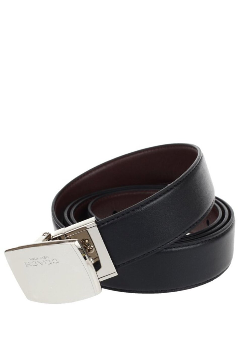 Coach F65185 Reversible Leather Belt Black Brown 2 Buckles NEW